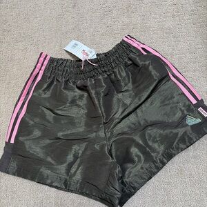 Adidas olive green Shorts Pink 3 stripe NWT NEW XS women’s athletic gym